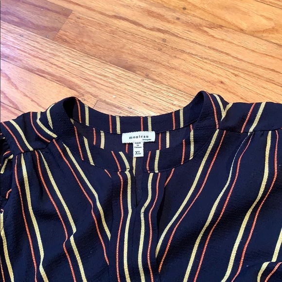 navy blue dress with orange and yellow stripes - Picture 2 of 2